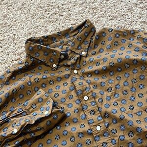 CREMIEUX CLASSICS Brown Blue Print Button Down XXL‎ 2X Long Sleeve Shirt